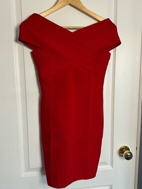 River Island Red One-Shoulder Bandage Dress